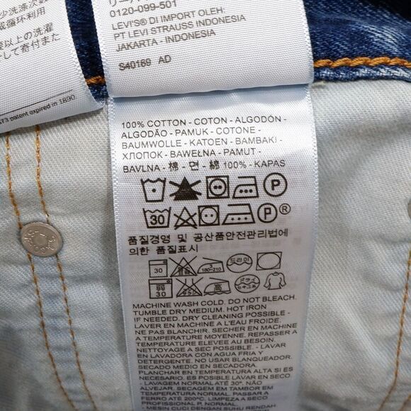 Levis 505 Classic Straight Leg Jeans Mens Size 42x32 Actual 42x30.5 Blue Cotton - Picture 10 of 11